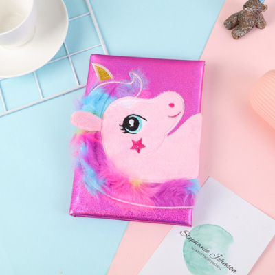 The Hot - shot plush rainbow unicorn dream star diary notebook student cartoon notebook Korean version