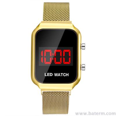Fashionable hot-selling large dial rectangular magnetic strap led watches students milan strap led sports watches