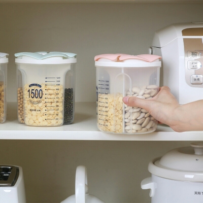 B35-128 Creative Storage Tank Transparent Compartment Sealed Tank Food Can Moisture-Proof Kitchen Cereals Storage Tank