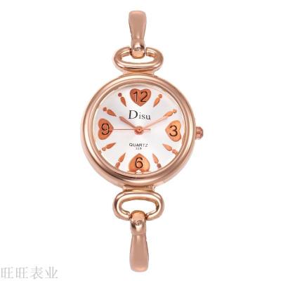 Aliexpress hot selling personality fine bracelet ladies watches fashion heart decorated lovely schoolgirl quartz watch