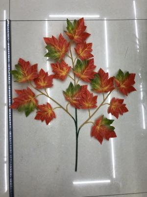 Three-pointed red maple leaves 3 heads of autumn maple leaves artificial leaves artificial plant leaves