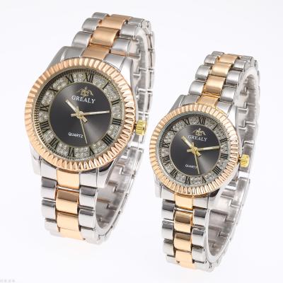 Hot selling new fashion couples business Roman scale quartz wrist watch personality alloy steel band watch wholesale