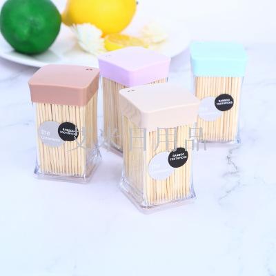 CQS- transparent square bottle 300 creative square toothpick with box disposable bamboo toothpick bucket