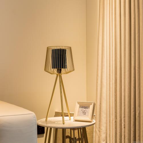 ins nordic simple low luxury metal three bracket velvet lampshade bedroom and living room decoration table lamp white box packaging