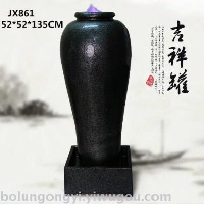Auspicious pot running water fountain home decoration feng shui fortune resin decorations