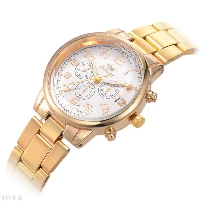 2020 new hot-selling women's alloy quartz watch European and American fashion men three eyes steel belt watch wholesale