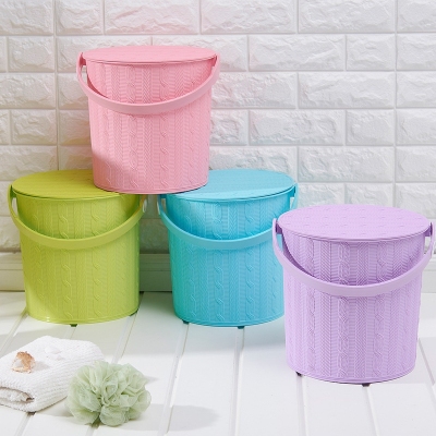 145 Portable Storage Bucket Thickened Fishing Bucket Multi-Functional Storage Containers Plastic Multi-Purpose Bucket with Lid Bath Bucket