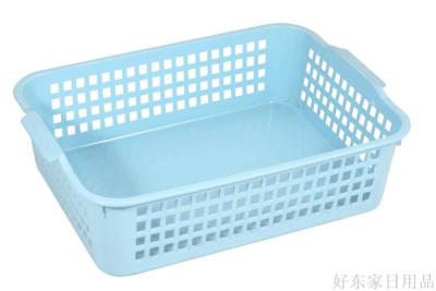 Factory Direct Sales Plastic Storage Basket Bathroom Home Kitchen Sundries Basket Rectangular Refrigerator Desktop Snack Hollow Basket