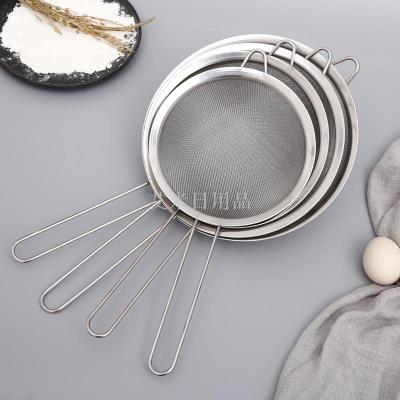 Ns-18cm straight grain wide side pointed ear oil grid stainless steel filter mesh hand sugar sieve screen screen screen