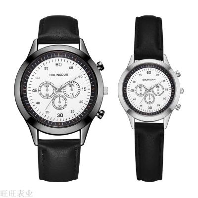 Fashion business exquisite double dial schedule men's large dial face ultrathin belt quartz wrist watch men's watch