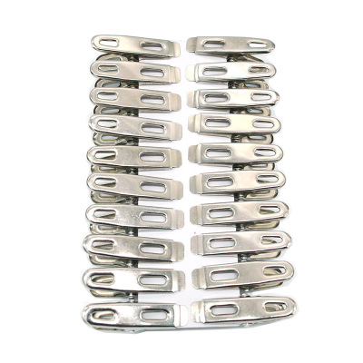 Factory Direct Sales 20 Non-Magnetic Stainless Steel Flat Mouth Little Clip Air Clothes Iron Clip Flat Head Clip Pant Rack Accessories