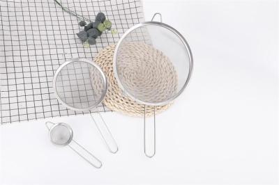 Ns-10cm straight grain wide pointed ear oil grid stainless steel filter mesh tea bean milk filter spoon baking utensils