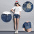 Summer new Korean version of loose ripped jeans women's big size fat MM wide leg denim shorts women a hair