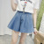 Summer girl jeans aa shorts student hot pants Korean version of casual fat mm large size loose high waist wide leg skirt
