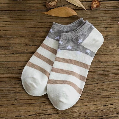 2020 Spring and Summer Japanese Ankle Socks Star Stripes Socks Women's Socks Low-Cut Sweat Absorbing and Deodorant Students' Socks Ankle Socks 10 Pairs