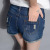 Summer new Korean version of loose ripped jeans women's big size fat MM wide leg denim shorts women a hair
