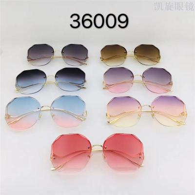 New glasses Europe and the United States rimless retro cut edge sunglasses big frame round face thin sunglasses uv