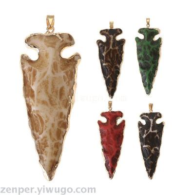 New styles natural gemstone arrow shape necklace pendant