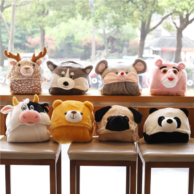 Cartoon animal pullover cape home office blanket hooded cape air conditioning blanket can be customized