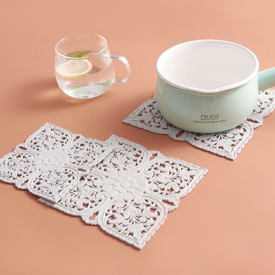 280 Nordic Teacup Mat Non-Slip Placemat High-Temperature Resistant Heat-Proof Mat Hollow Potholder Tableware Set Anti-Scald Plastic Placemat