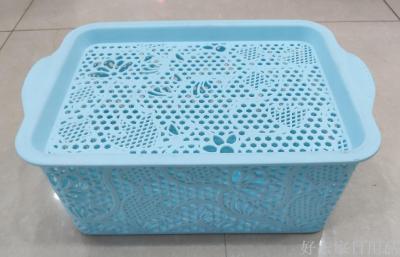 Plastic Hollow-out Storage Basket with Lid without Lid Home Underwear Organizing Sundries Vegetable Clothes Toy Rectangular Suit