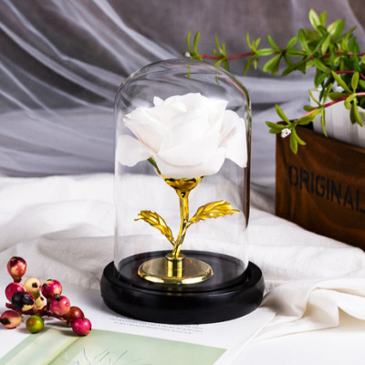 Manufacturers simulation eternal life soap rose glass cover gold foil rose valentine's day creative Christmas tree
