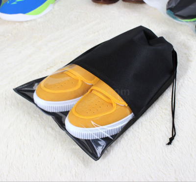 Blank non-woven slippers drawstring bundle pocket custtransparent sandal bag can be printed LOGO dustproof packaging bag