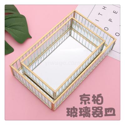 Dressing table Cosmetic Storage Box European Glass Retro Skin Care Products Lipstick Drawer Finishing