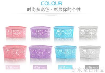 Factory Direct Plastic Hexagonal with Lid Storage Basket Toy Vegetable Fruit Sundries Hollow out Household Desk Storage Basket