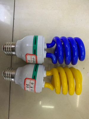 Traditional Energy-Saving Lamp Half Screw Halogen Powder Mixed Powder Three Primary Color Bulb Diameter 10 Natural Color