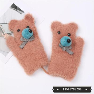 Cartoon Bear Warm Gloves Winter Thick Baby Gloves Girls Boys and Kids Cute Gloves