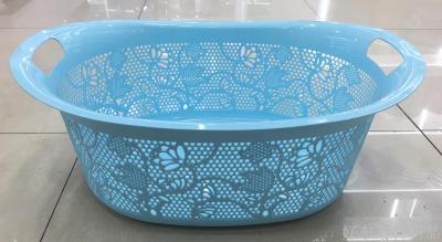 Factory Direct Sales Plastic Hollow-out Uncovered Ingot Turnover Basket Oval Household Laundry Basket Sundries Storage Basket Vegetable Basket