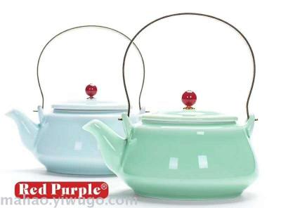 Crystal ceramic teapot with handle