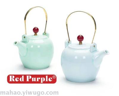 Crystal ceramic teapot with handle