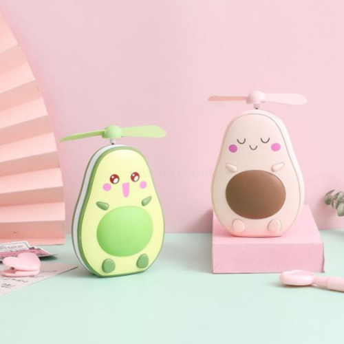 summer creative avocado fan led makeup mirror with light small handheld fan usb charging pocket fruit fan