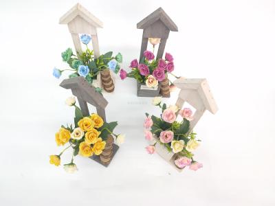 Wood style rose Nordic creative wall hanging ornaments ins simulation flower home decoration wedding