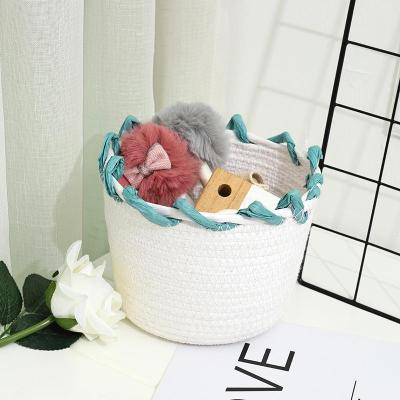Storage Basket Woven Paper String Crafts Creative Home Desktop Decoration Decorative Flower Basket