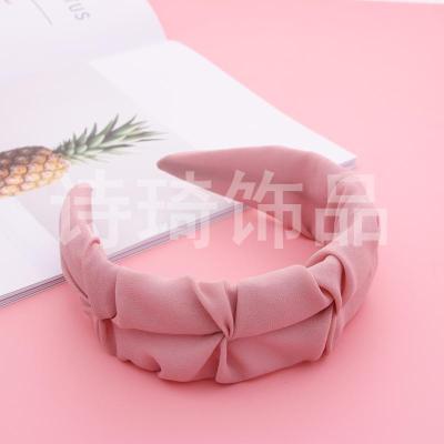 Cute and Sweet Solid Color Wide Brim Knot in the Middle Fabric Hair-Hoop Headband Hair Band Factory Direct Sales Various Colors