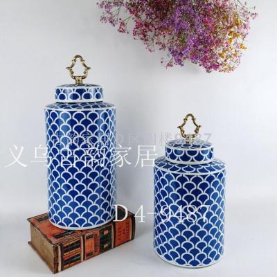 Creative ceramic vase decoration copper home decoration candy jar storage jar light luxury home decoration