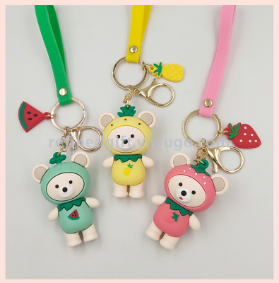 Fruit Bear PVC Keychain Pendant Wholesale Epoxy Three-Dimensional PVC Figurine Customized Flexible Glue Gift Bag Ornaments