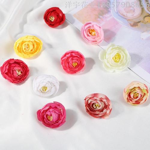 factory direct artificial flower head new diy garland accessories artificial flower silk flower camellia handmade flower head