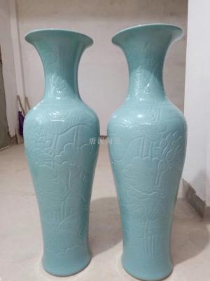 Jingdezhen longquan celadon large vase handmade vase craft placing pieces of ceramic crafts antique vase