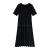 Summer black long style big skirt OL temperament women's short sleeve round neck a-line dress starry sparkling dress