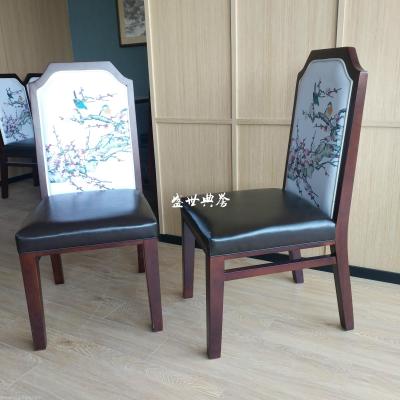 Wenzhou seafood hotel box solid wood dining chair custom restaurant modern dining chair club oak solid wood chair