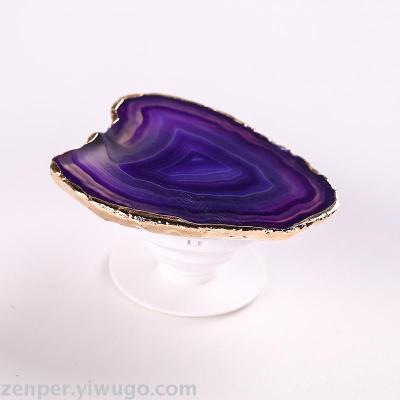 customized gem airbag bracket natural agate piece mobile phone holder 