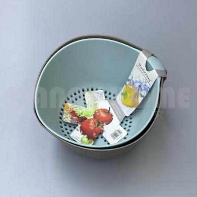 Danny Home Kitchenware Advanced Blue Gray Non-Slip Sole Double-Layer Drain Basket Creative Kitchenware