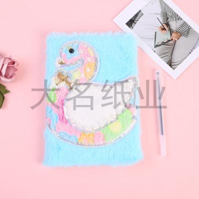 Imitation pearl decorated swan, short plush will be notebook diary primary and secondary school students with soft copy hand book