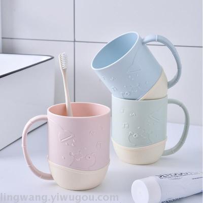 Cute Cartoon Hippo Bath Cup Creative Printing Plastic Cup Fashion Durable Gargle Cup Cup Home Cup