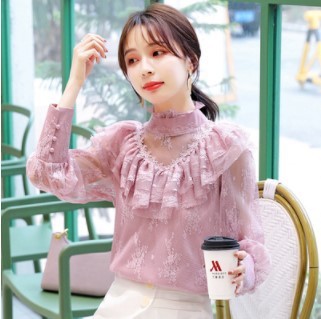 Real shoot lace undershirt 2020 spring dress south Korean version of the new style temperament female very fairy jacket western shirt