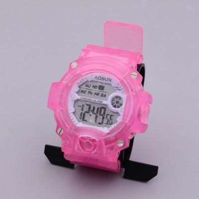 Children's watch fashion primary school girls, middle school students, Children and girls to prevent the fall of pink luminous electronic watches